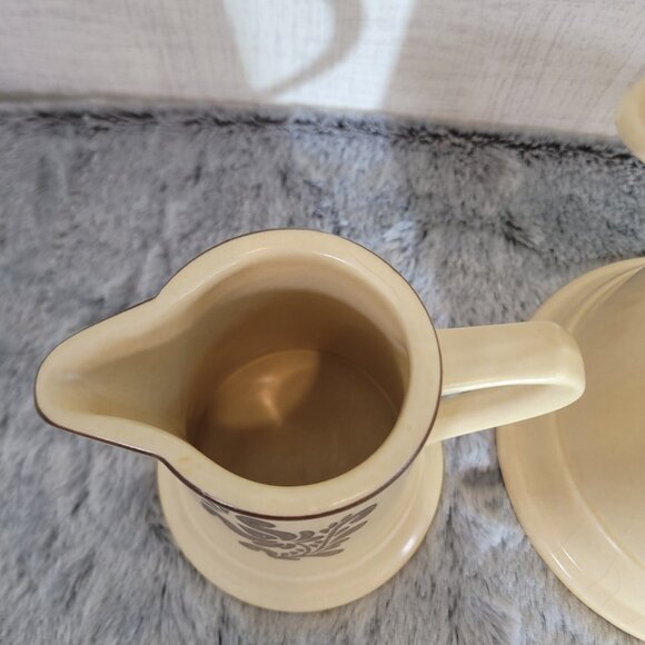 Pfaltzgraff Coffee Pot & Creamer Village 6-550 & 6-24 Stoneware Farmhouse Tea - Picture 7 of 9